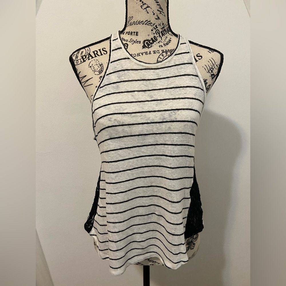 BDG Striped Racerback Tank Top w/ Lace